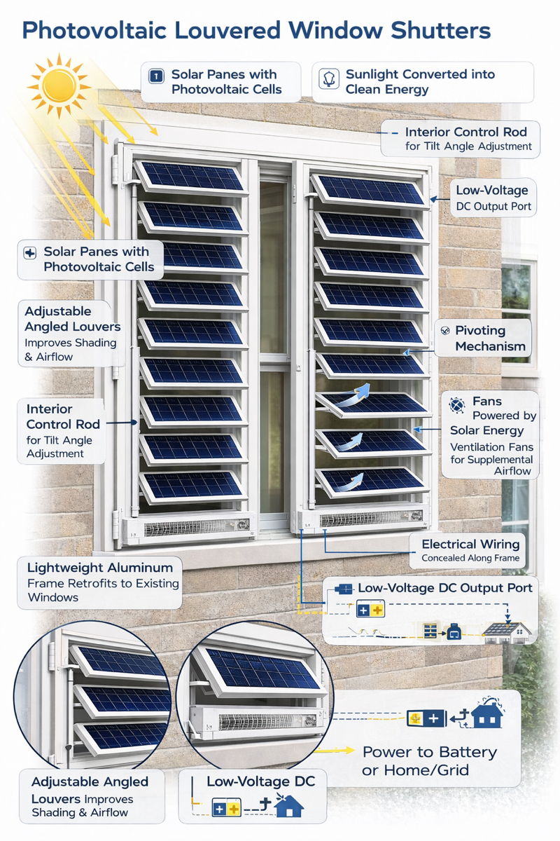 Annotated technical view of SolMod louver assembly